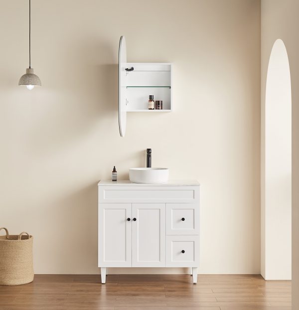 Lumero LED PVC Mirror Shaving Cabinet 450x900x155mm LOSV4590MW-LED/LOSV4590MB-LED - Image 2