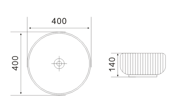 PA4014 Above Counter Basin, Cascade Fluted Art Basin(Round: 400*400*140mm) - Image 2