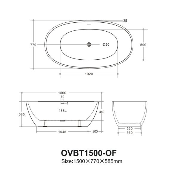 Olivia OVBT1500 Freestanding Bathtub - Image 3