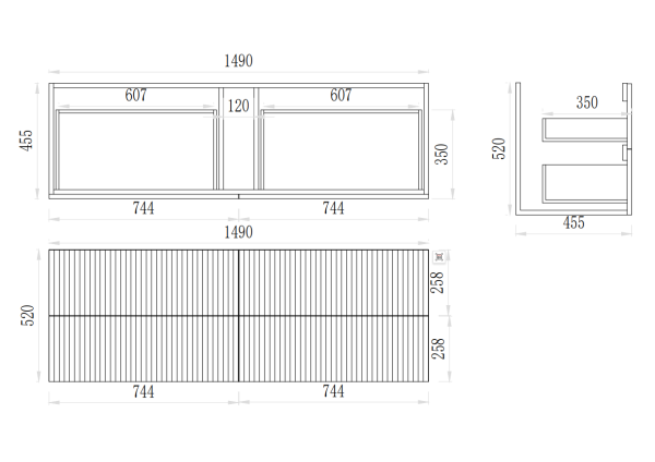 VITO EDINA Fluted Wall Hung Cabinet EDI1500W-CO/PO/WAL - Image 7