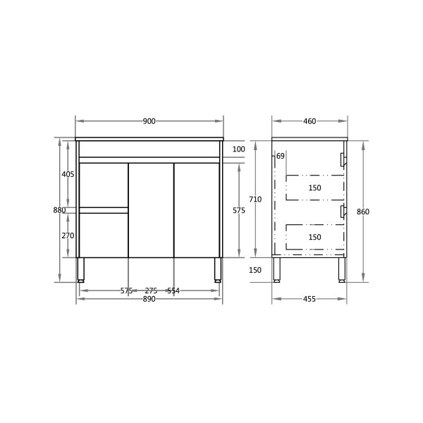 Nova Free-Standing Plywood Vanity NC94LLG/NC94RLG - Image 4