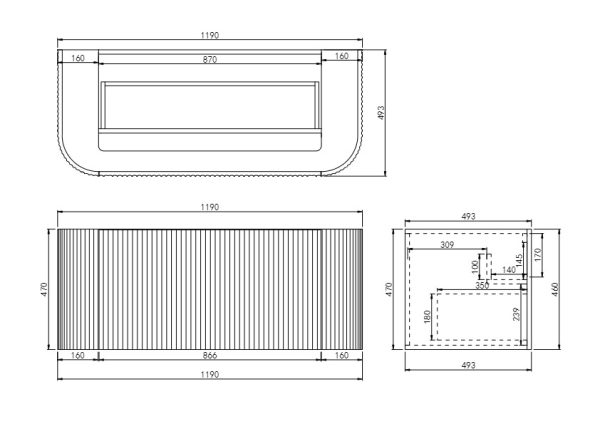 Avalon Wall Hung Vanity 1200mm CA1200W-MW/MB - Image 8