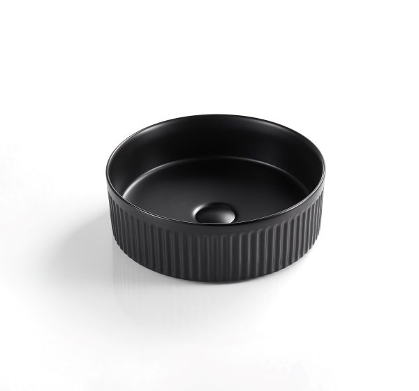 VITO Athena Fluted Round Premium Ceramic Above-Counter Basin 410*410*120mm ATH410R-GW/MW//MB - Image 5
