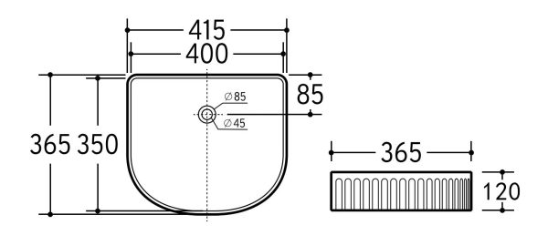 VITO Geneva Fluted Arch Premium Ceramic Above-Counter Basin 415*365*120mm CA4135AR - Image 5