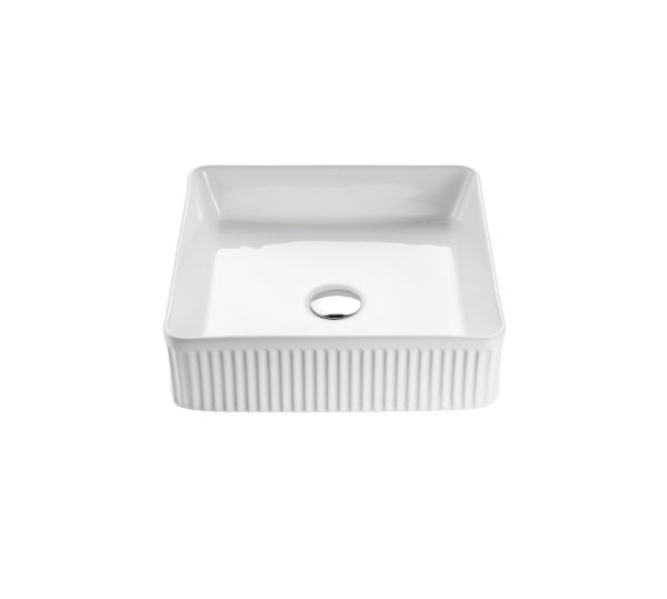VITO  Athena Fluted Square Premium Ceramic Above-Counter Basin 400*400*130mm ATH4040SQ-GW/MB - Image 2
