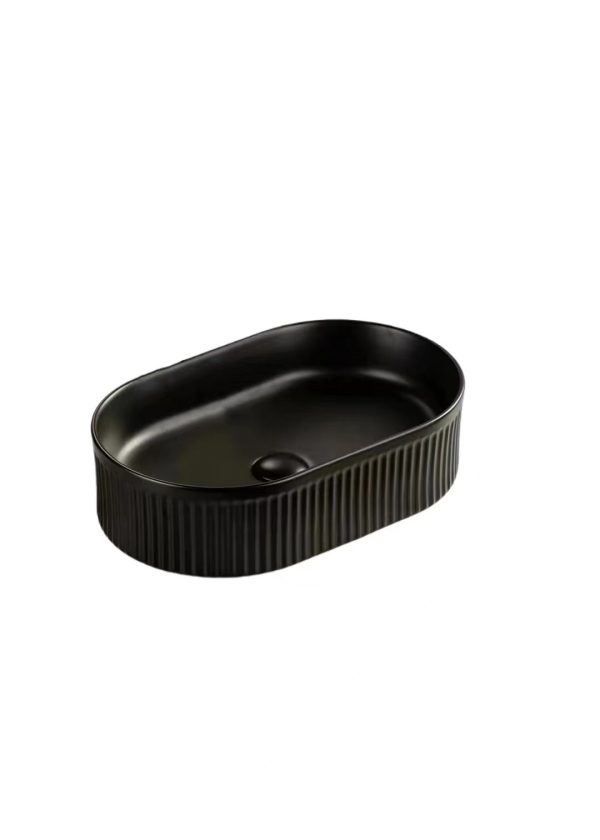 VITO Athena Fluted Oval Premium Ceramic Above-Counter Basin 490*310*130mm ATH4931-GW/MW/MB - Image 2