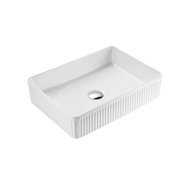 VITO Athena Fluted Rectangular Premium Ceramic Above-Counter Basin 500*380*120mm ATH5038-GW/MW/MB - Image 2