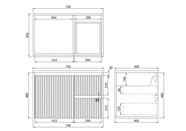CETO Brindabella Wall Hung PVC Cabinet CB74LW/CB74RW-MW/MB - Image 15