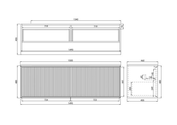 Kirribilli Wall-Hung PVC Fluted Vanity CK1500W - Image 6