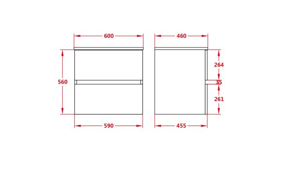 Wall-Hung PVC Vanity OAK600-WH/WAL600-WH - Image 4