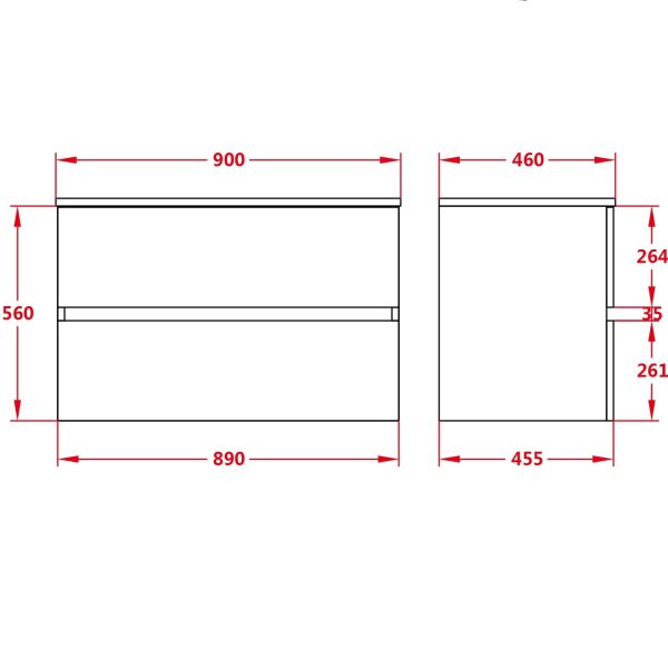 Stella Wall-Hung PVC Vanity Cabinet OAK900-WH/WAL900-WH - Image 5