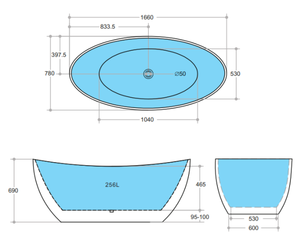Evie Free Standing Bathtub EBT1660 - Image 3