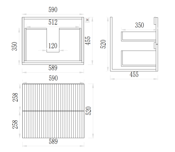 CETO Eden Fluted Wall Hung PVC Cabinet EDE64W-CO/PO - Image 3