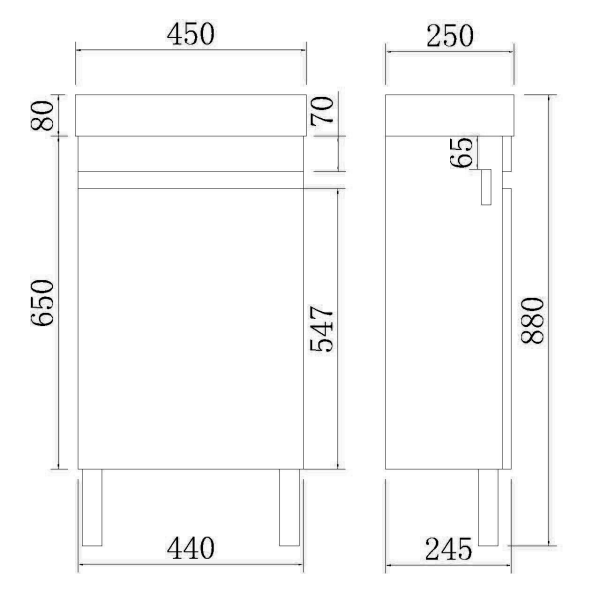Evie Ensuite Free-Standing PVC Vanity EV42LL/EV42RL- OAK/DB - Image 3