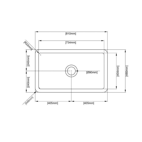 Camden Fireclay Square insert/undermound sinks 810*480*255mm (FCND810GW/MB) - Image 8
