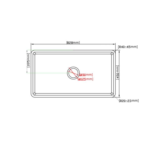 Bradley Fireclay Farmhouse Single Sink 838*456*252mm (FCBD828GW/MB) - Image 8