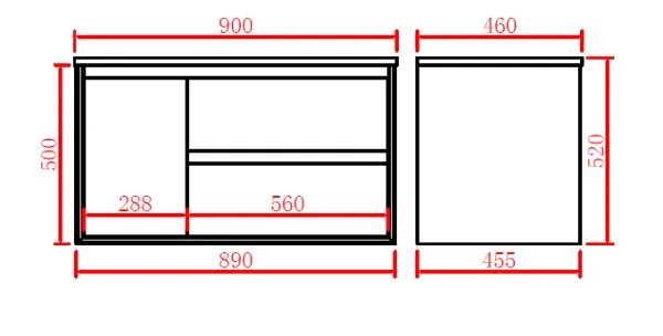 Petra Wall Hung Cabinet PE900LWH/PE900RWH - Image 7