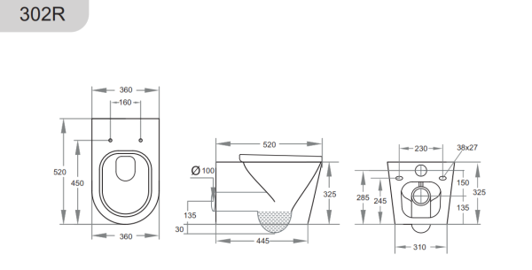 KDK302R/KDK302R-MB/KDK302R-MW Avis Rimless Wall Hung Pan - Image 4