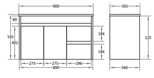 POLAR Wall-Hung PVC White Vanity P93LWH/P93RWH - Image 3