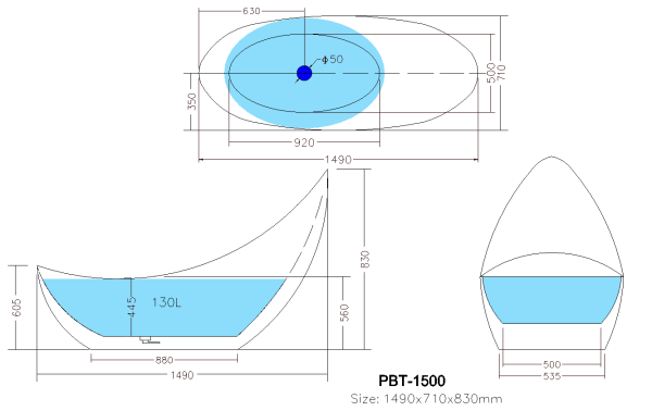 Posh PBT1500 Freestanding Bathtub - Image 3