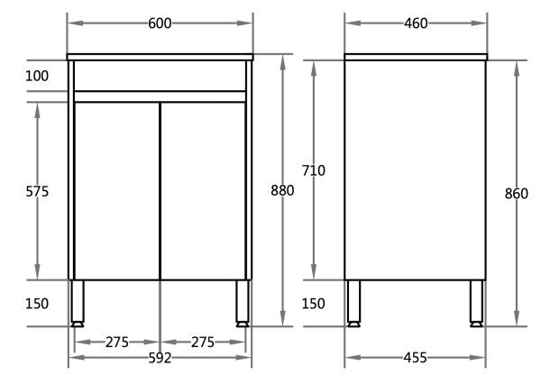 Stella Free-Standing PVC Vanity OAK600LG - Image 3