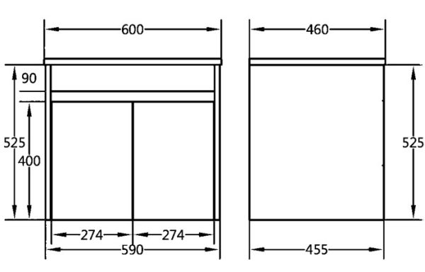 Polar Wall-Hung PVC Vanity P64WH - Image 4