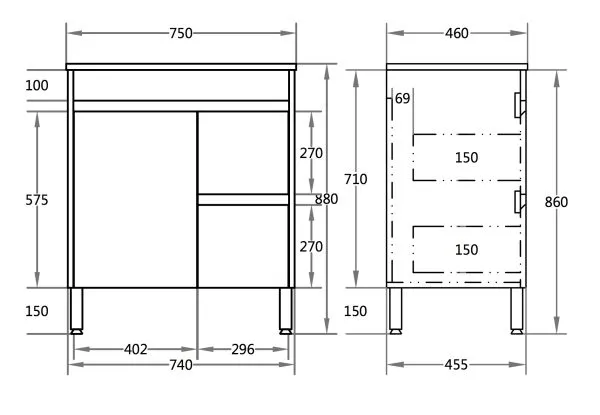 Polar Free-Standing PVC Vanity P74RLG - Image 4