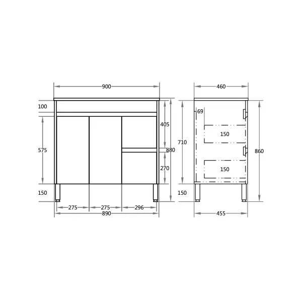 Nova Free-Standing Plywood Vanity NC94LLG/NC94RLG - Image 5