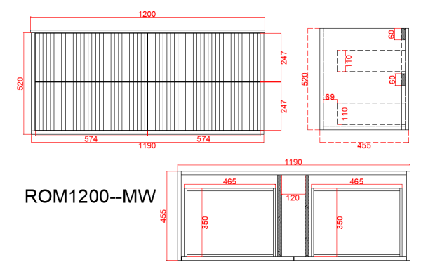 VITO ROCCA Wall Hung PVC Vanity ROC1200W-MW - Image 2