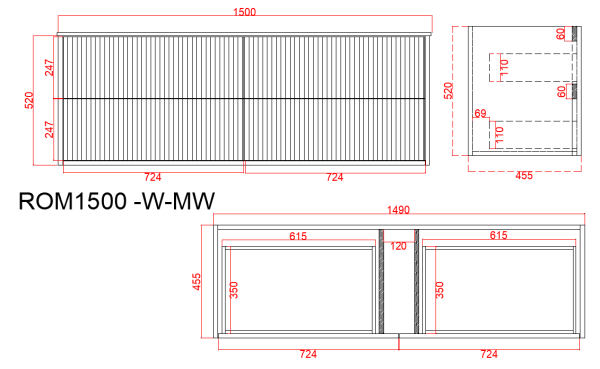 Rome PVC Wall Hung Cabinet ROM1500W-MW - Image 5