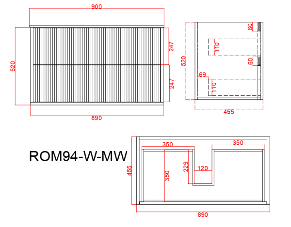 CETO Rome Wall Hung PVC Cabinet ROM94W-MW - Image 4