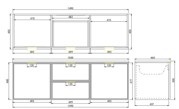 CETO Miami Wall Hung PVC Cabinet CM1521W-OG/MB/MW - Image 4