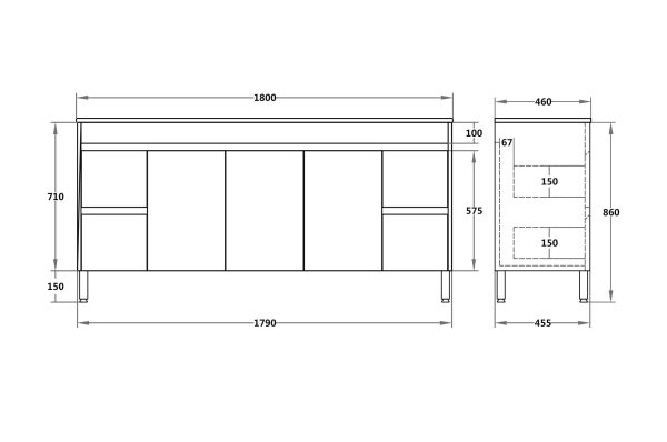 Polar Free-Standing PVC Vanity P184LG - Image 2