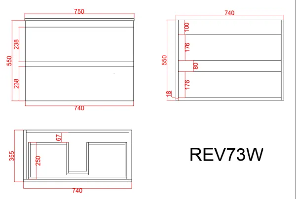 CETO Revive Wall Hung PVC Cabinet REV73W-MW - Image 3