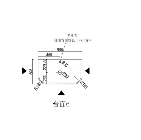 VITO Silica-Free Artificial Quartz Top-Curve 95CV 900*505*20mm - Image 10