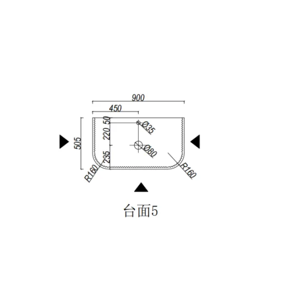 VITO Silica-Free Artificial Quartz Top-Curve 95CV 900*505*20mm - Image 11