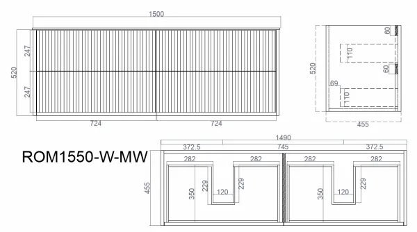 VITO ROCCA Wall Hung PVC Cabinet ROC1550W - Image 2