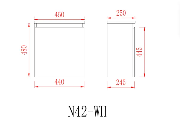 Nordic Ensuite Wall Hung Vanity N42LWH/N42RWH - Image 9