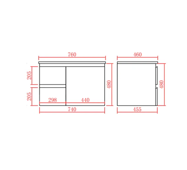 Nordic Wall Hung Vanity N74LWH/N74RWH - Image 3