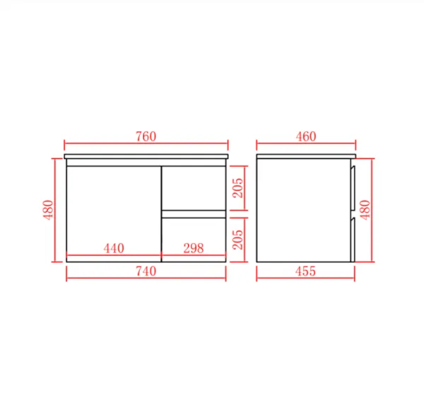 Nordic Wall Hung Vanity N74LWH/N74RWH - Image 5