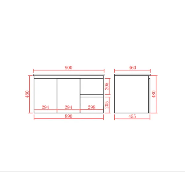 Nordic Wall Hung Vanity N94LWH/N94RWH - Image 3